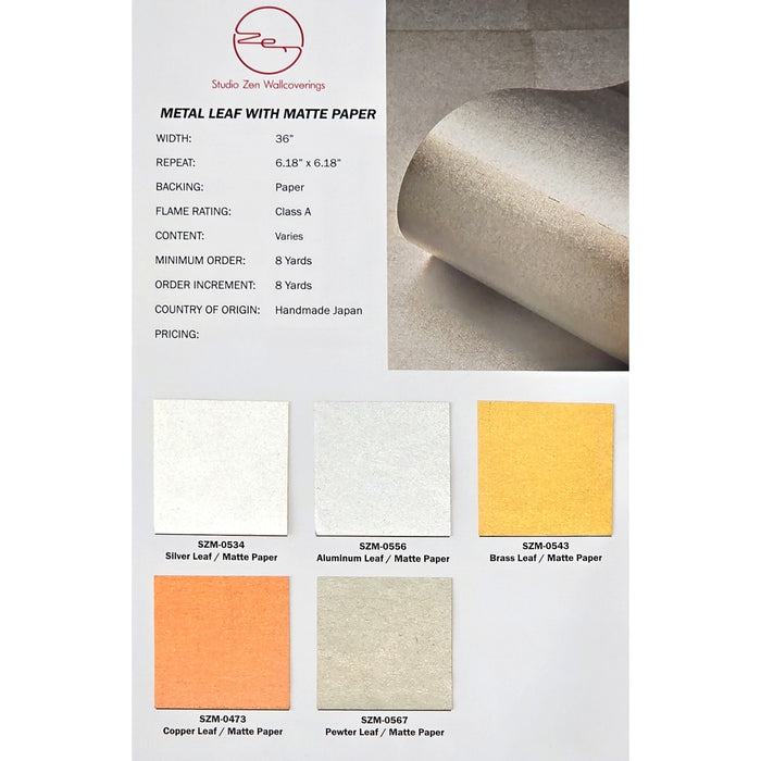 Metal Leaf with Matte Paper color chart