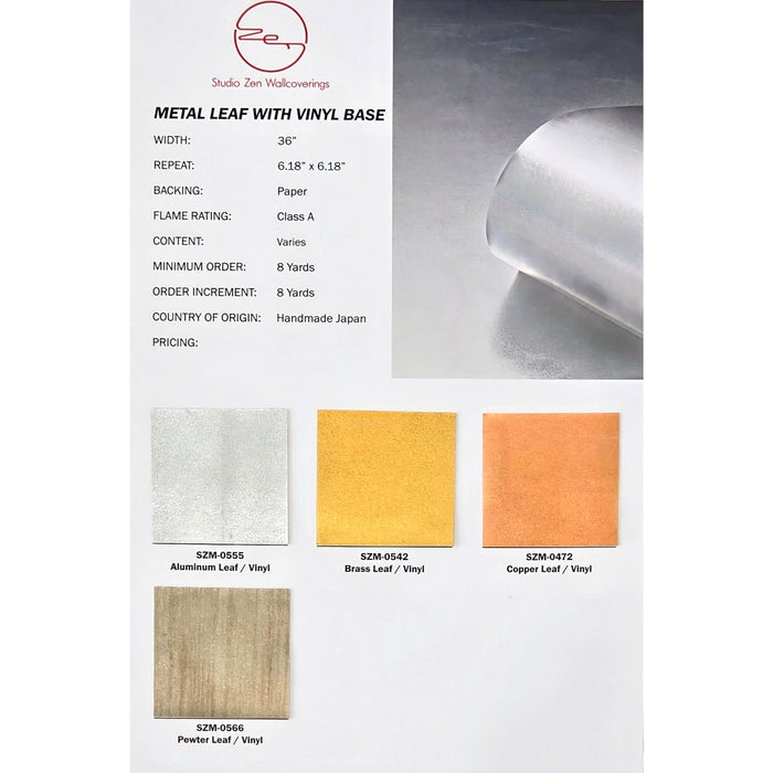 Metal Leaf with Vinyl Base color chart