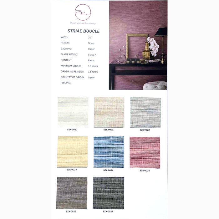 Yasaka/Striae Boucle Color Chart